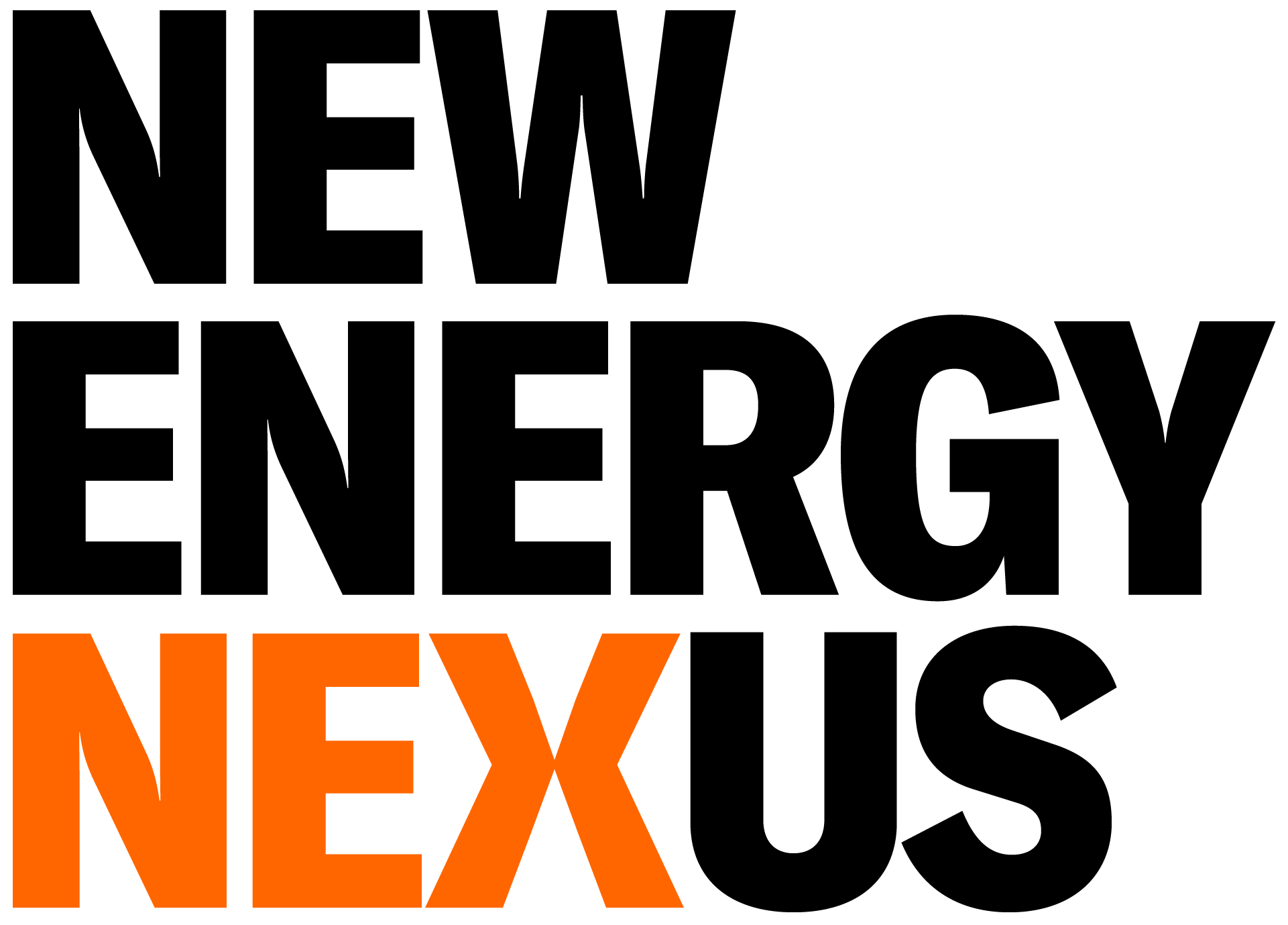 Black and orange NEW ENERGY NEXUS text logo