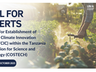 Call for Experts: Support for Establishment of Tanzania Climate Innovation Centre (TCIC) within the Tanzania Commission for Science and Technology (COSTECH)