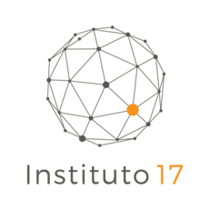 The Instituto 17 (i17) logo features a geometric globe-like structure composed of interconnected lines and nodes, symbolizing a network or system. One of the nodes is highlighted in orange, drawing attention to it within the structure. Below the globe, the text "Instituto" appears in a modern, gray font, followed by the number "17" in orange. The design represents global connectivity, sustainability, and innovation, with a focus on the 17 Sustainable Development Goals (SDGs).