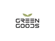 Logo of Greengoods, a social enterprise, featuring the company name in modern font with a green leaf symbolizing sustainable agriculture.