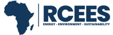 RCEES logo featuring a dark blue silhouette of the African continent followed by the bold text “RCEES” and the tagline “ENERGY - ENVIRONMENT - SUSTAINABILITY” underneath.