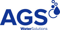 The logo consists of the Proxima Nova font (Bold style) for the word AGS, and the Gilroy font for the words Water Solutions (Black + Regular styles).