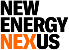 Black and orange NEW ENERGY NEXUS text logo