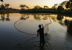 A person fishing 